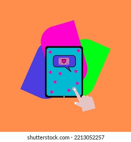 teléfono con icono de vector de corazón colorido
