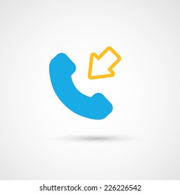 Phone colorful icon - incoming, vector illustration.