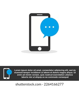 Phone and comment icon in black and blue colour