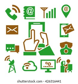 phone, communication, call icon set