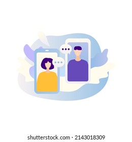 Concepto de comunicación telefónica. Ilustración vectorial de la conversación popular.
