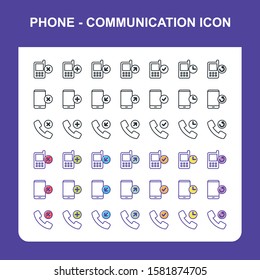 Phone and communication devices icon set. contain such us incoming call, out call, and other 