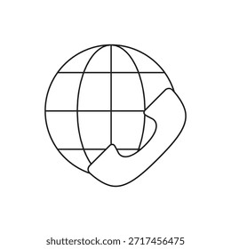 Weltweite Telefonkommunikation mit Weltkartensymbol.