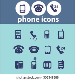 phone, communication isolated flat web icons, signs, illustrations set, vector