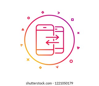 Phone Communication line icon. Incoming and Outgoing call sign. Conversation or SMS symbol. Gradient pattern line button. Phone Communication icon design. Geometric shapes. Vector