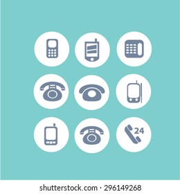 phone, communication, mobile icons, signs, illustrations set, vector