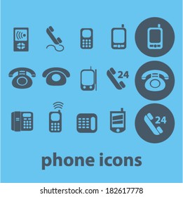 phone, communications, connection, smartphone icons, signs set, vector
