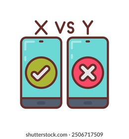 Phone Comparison Filled Icons , Vector illustration