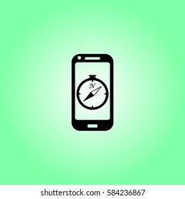 Phone and compass icon, navigator vector illustration