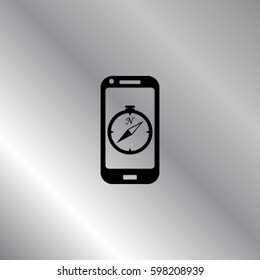 Phone and compass icon, navigator vector illustration