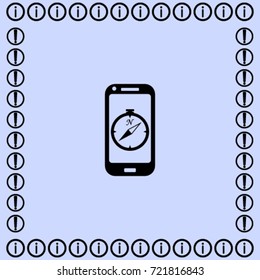 Phone and compass icon, navigator vector illustration
