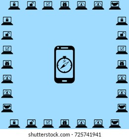 Phone and compass icon, navigator vector illustration