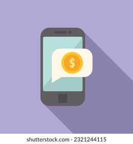 Phone compensation icon flat vector. Business money. Payment corporate