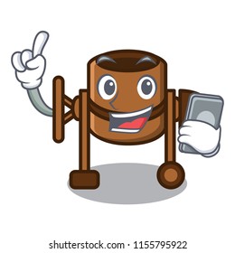 With phone concrete mixer character cartoon