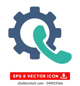 Phone Configuration EPS vector pictogram. Illustration style is flat iconic bicolor cobalt and cyan symbol on white background.