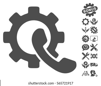 Phone Configuration icon with bonus settings graphic icons. Vector illustration style is flat iconic gray symbols on white background.