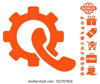 Phone Configuration pictograph with free bonus symbols. Vector illustration style is flat iconic symbols, orange color, white background.