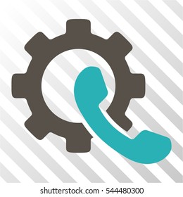 Phone Configuration vector icon. Illustration style is flat iconic bicolor grey and cyan symbol on a hatched transparent background.