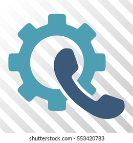 Phone Configuration vector icon. Illustration style is flat iconic bicolor cyan and blue symbol on a hatched transparent background.