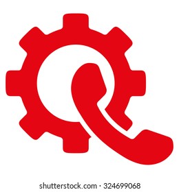 Phone Configuration vector icon. Style is flat symbol, red color, rounded angles, white background.