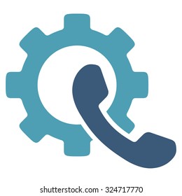 Phone Configuration vector icon. Style is bicolor flat symbol, cyan and blue colors, rounded angles, white background.