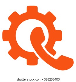 Phone Configuration vector icon. Style is flat symbol, orange color, rounded angles, white background.