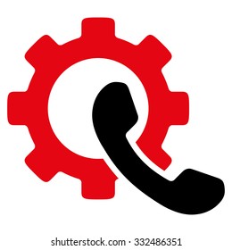 Phone Configuration vector icon. Style is bicolor flat symbol, intensive red and black colors, rounded angles, white background.