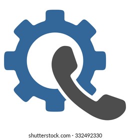 Phone Configuration vector icon. Style is bicolor flat symbol, cobalt and gray colors, rounded angles, white background.
