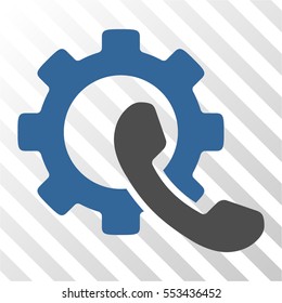 Phone Configuration vector pictogram. Illustration style is flat iconic bicolor cobalt and gray symbol on a hatch transparent background.