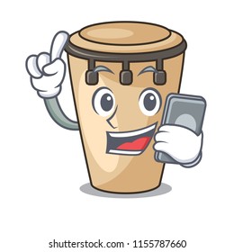 With phone conga character cartoon style