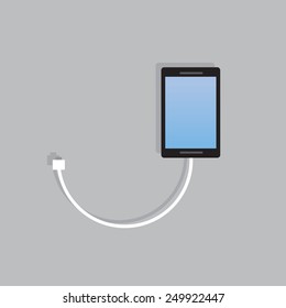 Phone with connected charging cord  