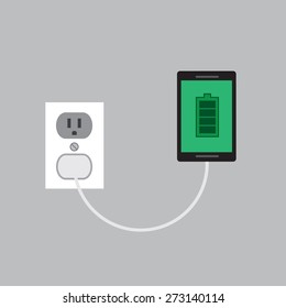 Phone connected and charging to wall plug
