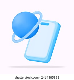 phone connected to the internet concept, 3d vector illustrator