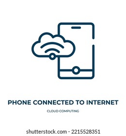 Phone connected to internet icon. Linear vector illustration from cloud computing collection. Outline phone connected to internet icon vector. Thin line symbol for use on web and mobile apps, logo, 