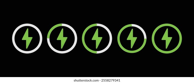 Phone connected to Wireless phone charger icons. Wireless charging technology. Battery charge sign with lightning and waves. Electromagnetic charger icons. Vector illustration.