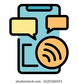Icono de conexión telefónica. Contorno de conexión de teléfono Vector de color plano aislado