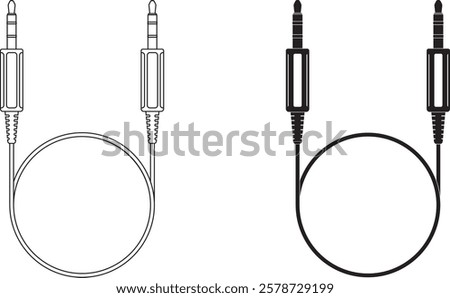 Phone connector or audio cable icon set