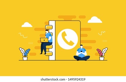 Phone Contact flat vector illustration concept,can be used for landing page, ui, web, app intro card, editorial, flyer, and banner.