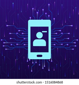 Phone, contact, remove new technology vector icon. New mobile technology concept vector illustration. Phone, contact, remove new technology vector icon