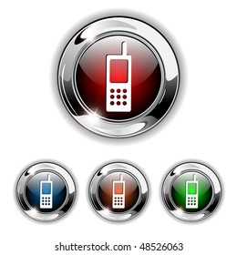 Phone, contact us icon, button. Realistic vector illustration.