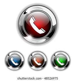 Teléfono, contacta con nosotros icono, botón. Ilustración vectorial realista.
