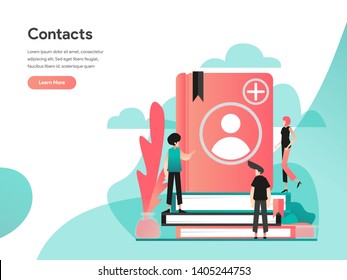 Phone Contacts Illustration Concept. Modern flat design concept of web page design for website and mobile website.Vector illustration EPS 10