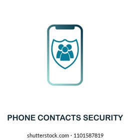 Phone Contacts Security icon. Flat style icon design. UI. Illustration of phone contacts security icon. Pictogram isolated on white. Ready to use in web design, apps, software, print.