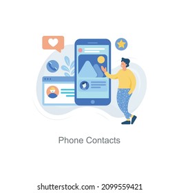 Phone Contacts vector illustration isolated on white background. Flat Illustration style design.