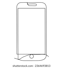 Phone continuous line drawn. Smartphone linear symbol. Vector illustration isolated on white.