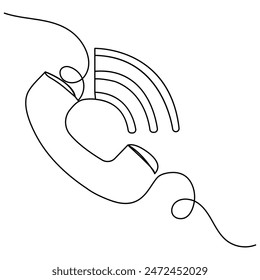 Telefon   Durchgehende einzeilige Zeichnung der Umriss-Vektorillustration

