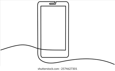Phone continuous one line drawing illustration. Handset icon.