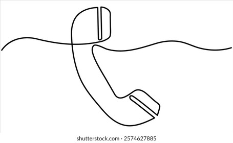 Phone continuous one line drawing illustration. Continuous outline of a Home phone.