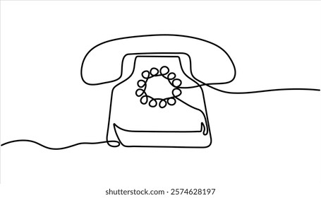 Phone continuous one line drawing illustration. Continuous outline of a Home phone.