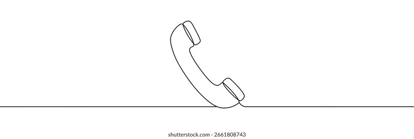 Desenho de uma linha contínuo por telefone. Telefonema, entre em contato conosco, símbolo. Ilustração vetorial.